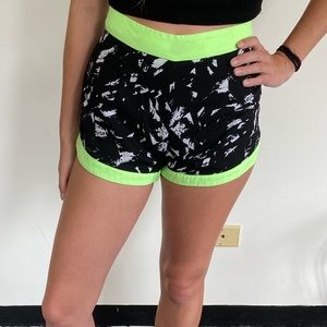 LF neon green and black high waisted shorts
